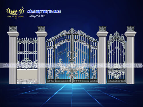 Cổng biệt thự hoa lá tây mới