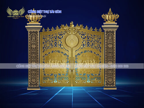 Cổng biệt thự bát mã truyền thống